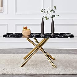 Glass Dining Table for 4 to 6 People with Imitation