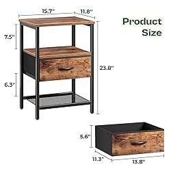 Huuger Nightstand Set of 2, Night Stand with Fabric