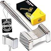 Stainless Steel Meat Mallet Hammer Tenderizer, Textured Grip Meat Mallet Tenderizer, 1.1lb Single-Piece Chicken Pounder, Larg