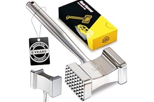 Stainless Steel Meat Mallet Hammer Tenderizer, Textured Grip Meat Mallet Tenderizer, 1.1lb Single-Piece Chicken Pounder, Larg