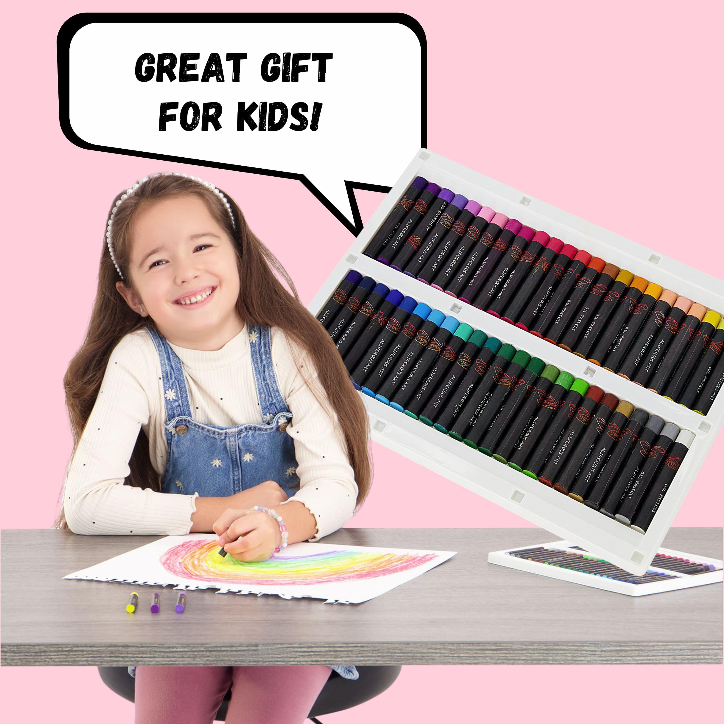Aliferous Art Oil Pastels for Kids - 48 Color Pastels for Kids - Perfect Classroom Art Supplies - Easy to Blend with Vibrant Colors
