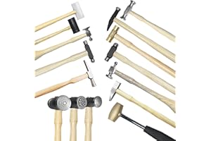 NK ESHOP 15 PCS tool set of Hammers, Jewelry Making tools and Supplies including, Texture Ball peen, Leather and Brass hammer, Jewelry Making Supplies of Framing Hammers