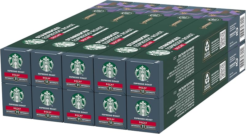 Espresso Roast Descafeinado de Nespresso, Cápsulas de Café de Tueste Intenso 10 x 10 (100 Cápsulas)