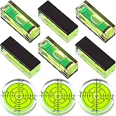 Dreyoo, 9 Pcs Bubble Spirit Levels, Magnetic Mini Square and Round Levels | 6 magnetic square levels, 3 round levels, acrylic bodies, for phonographs, cameras, turntables, tripods, frames and drills