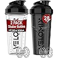 VELOMIX -2 Pack- 28 oz Protein Shaker Bottles for Protein Mixes - 2x Wire Whisk | Leak Proof Shaker Cups for Protein Shakes |