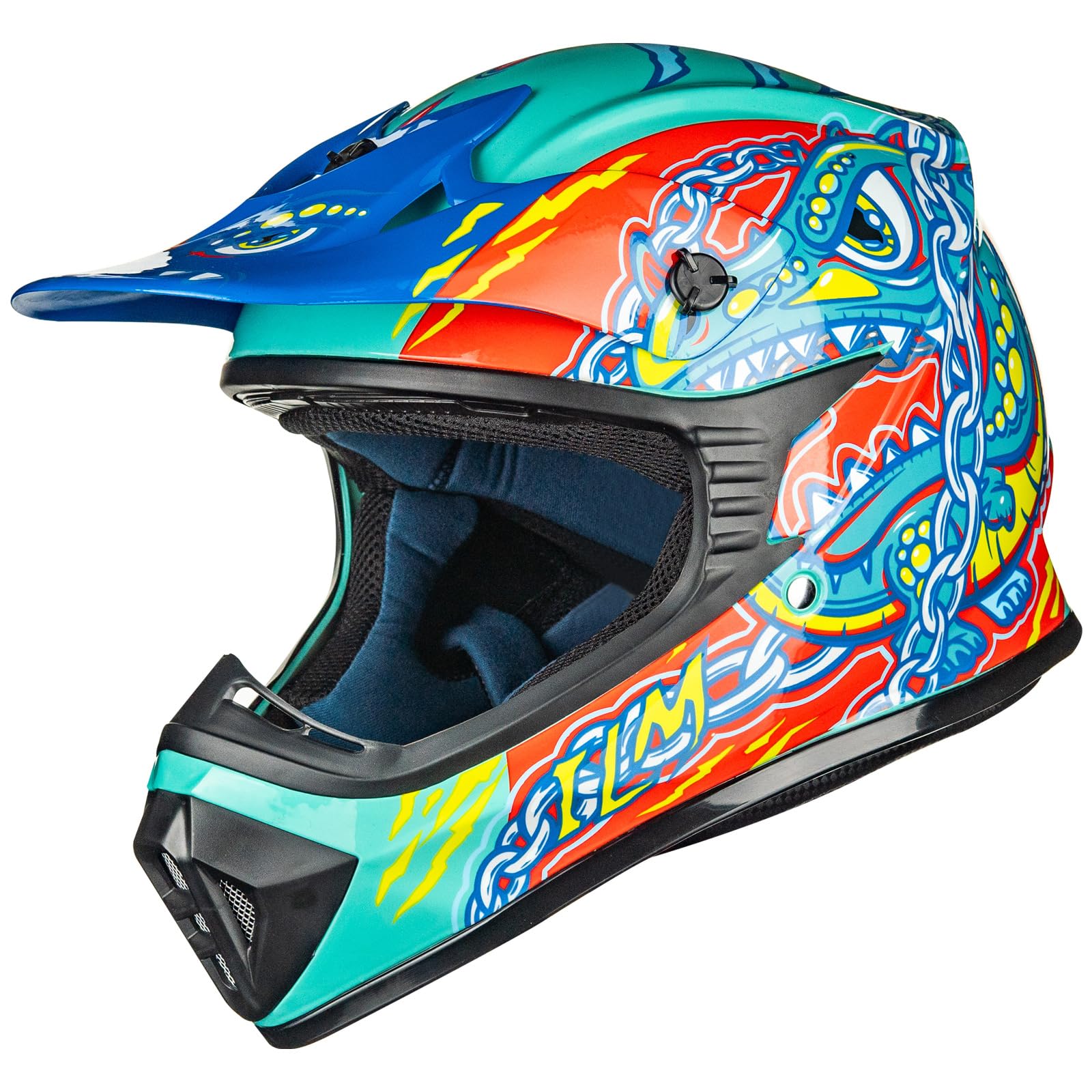 Photo 1 of ILM Youth & Kids Dirt Bike Helmets Motocross ATV Dirtbike BMX MX Offroad Full Face Motorcycle Helmet, DOT Approved Model 128YS (Crocodile Green, Youth-Small)