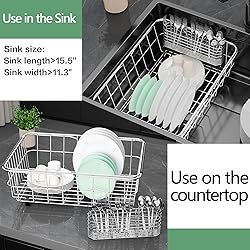 Fanbsy Large Dish Drainer Rack in Sink