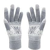 HÖTER Winter Touch Screen Gloves Snow Flower Printing Keep Warm for Women and Men