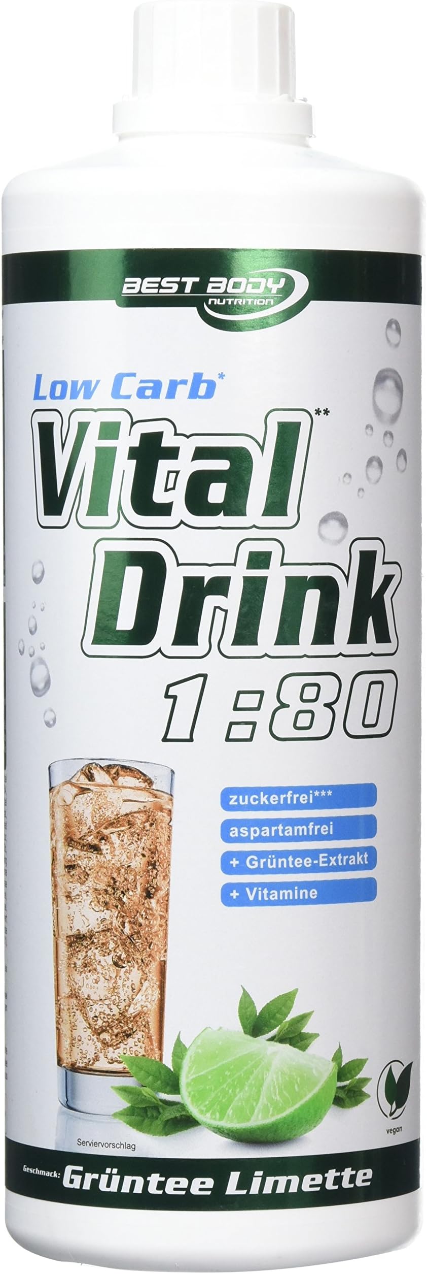 Best Body Nutrition Low Carb Vital Drink Green Tea/Lime 1000 ml