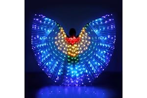 iMucci LED Wings Halloween Costume for Women Girls Angel Wings Light up Fairy Wings with Telescopic Sticks for Adults and Child Multicolor