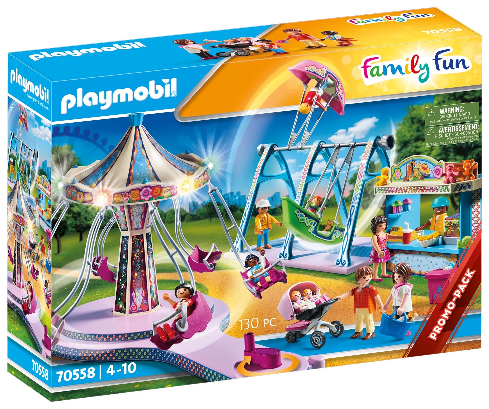 Playmobil 70558 Family Fun Large County FAir, Incl. Light Effects, for Children Ages 4-10, Fun Imaginative Role-Play, PlaySets Suitable for Children Ages 4+