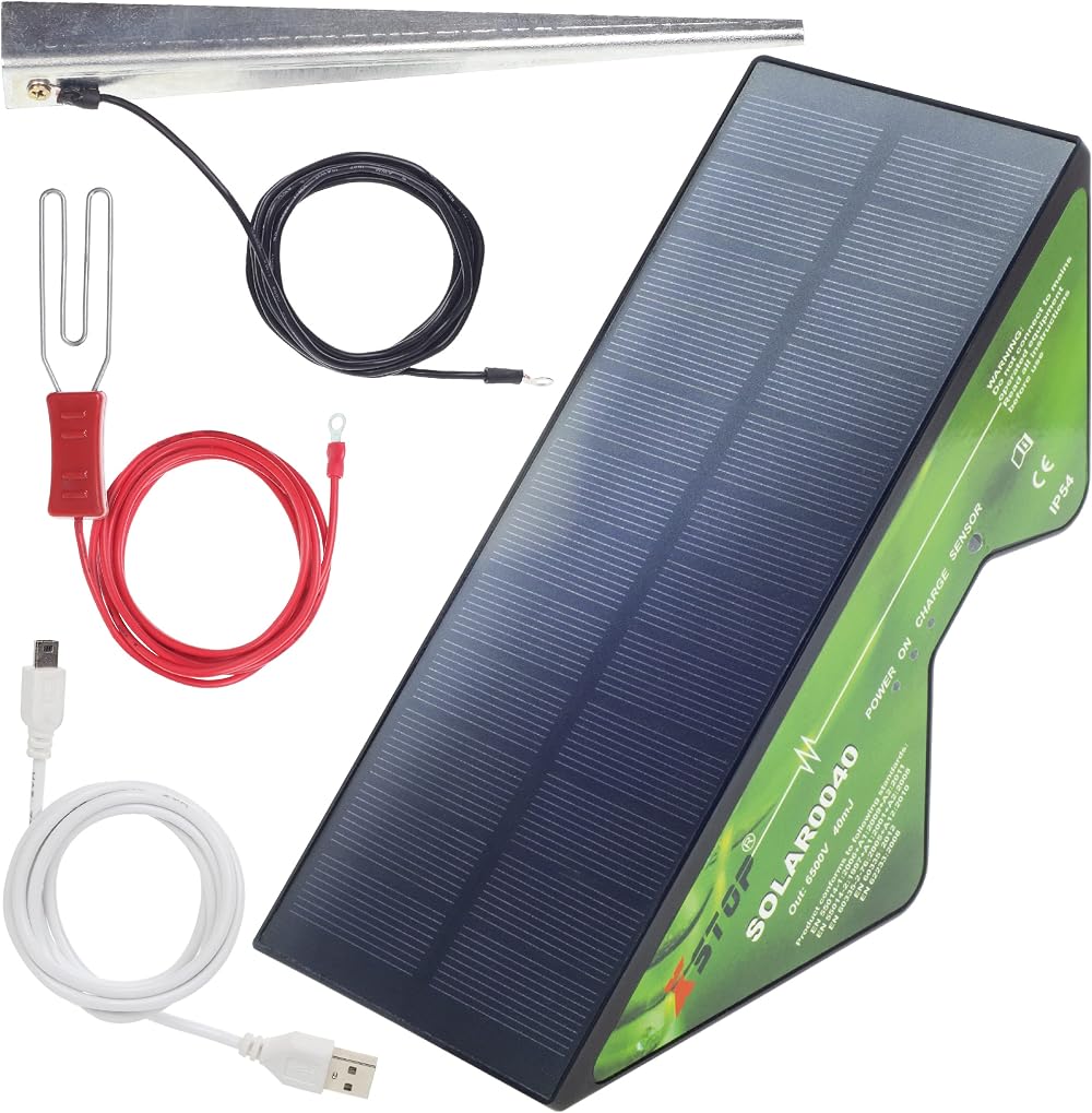XSTOP Solar Powered Fence Energiser 0040 2 Km Range Kit USB Charge Horse Animals