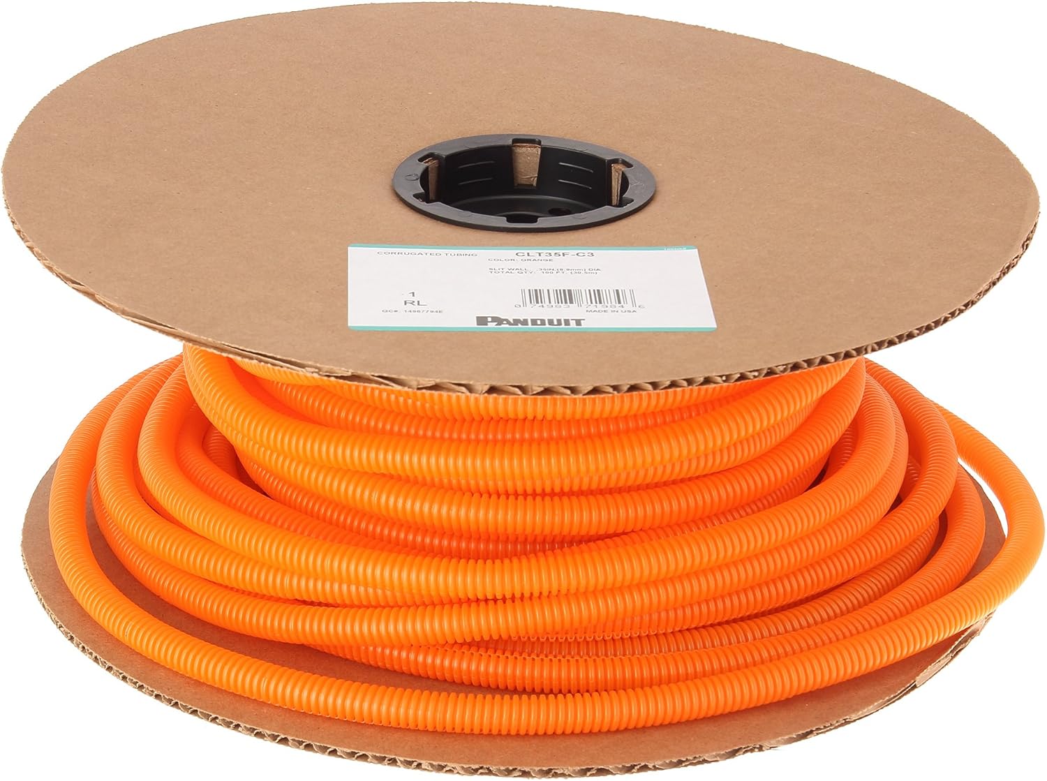 Panduit CLT75FC3 Slit Wall Corrugated Loom Tubing, Orange