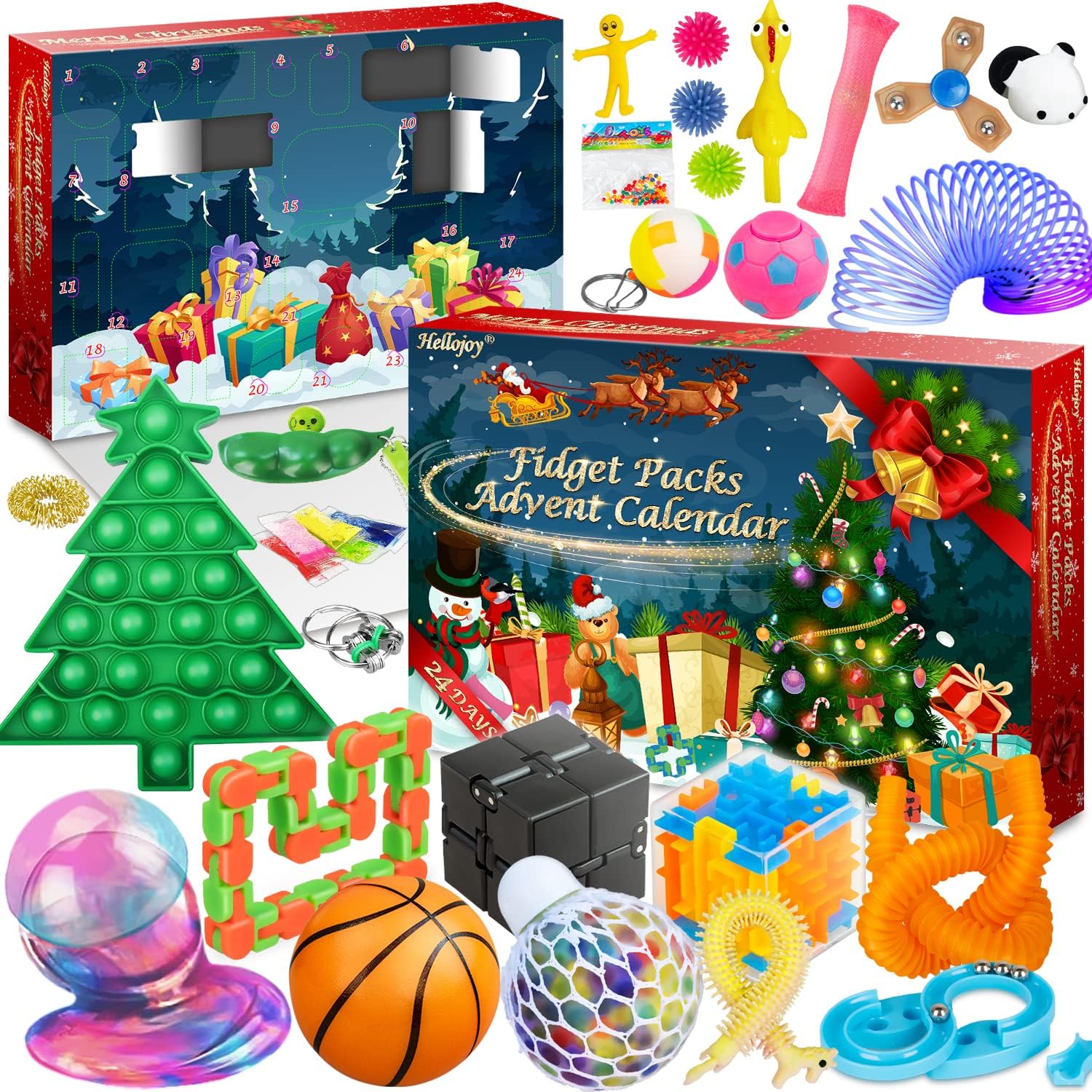 Advent Calendars - Christmas Pop Fidgets Advent Calendar 2023 for Boys Girls, 24 Days Countdown Calendar Push Pop Bubble Set Sensory Toys Pack for Kids Adult Teens, Xmas Party Favors Carnival Treasure Classroom Prizes