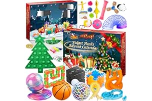 HelloJoy Christmas Pop Fidgets Advent Calendar 2024 for Boys Girls, 24 Days Countdown Calendar Push Pop Bubble Set Sensory Toys Pack for Kids Adult Teens, Xmas Party Favors Carnival Treasure Classroom Prizes