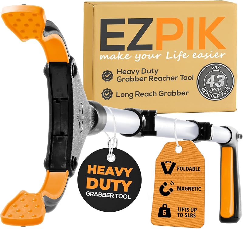 EZPIK Pro 43 inch Foldable Grabber Reacher Tool with Magnet Silver