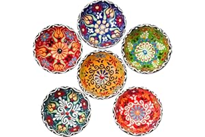 Eliyta Ceramic Pinch Bowls Set of 6, Small Bowls for Dipping - Cooking Prep & Charcuterie Board, Soy Sauce Dish, Multicolor H