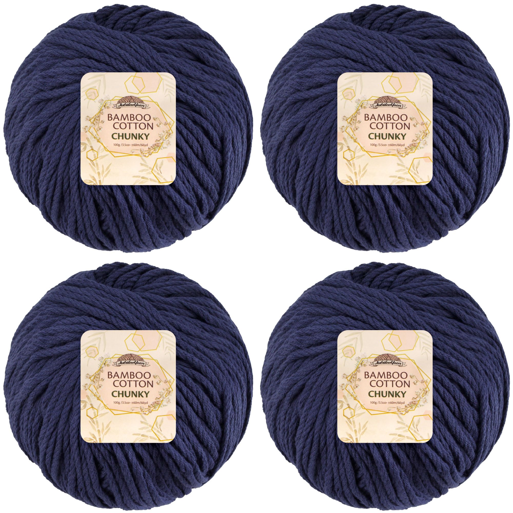 JubileeYarn Bamboo Cotton Chunky Yarn - 100g/Ball - Cold Night Blue - 4 Balls — image 1