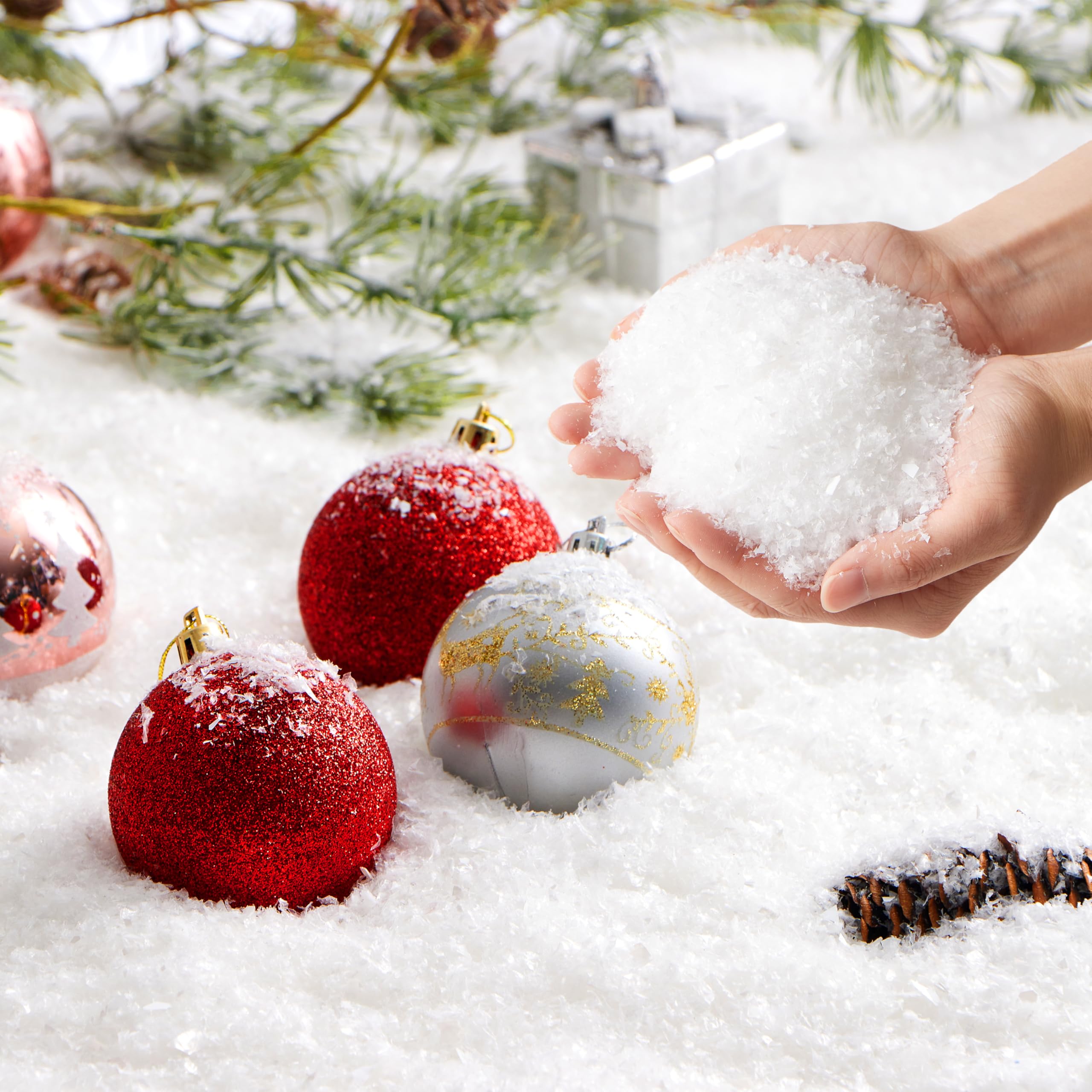 Photo 1 of JOYIN 12oz Fake Snow Decoration Xmas Artificial Snow, 320g Plastic Fake Snowflakes for Christmas Tree Decoration Holiday Decor and Winter Displays