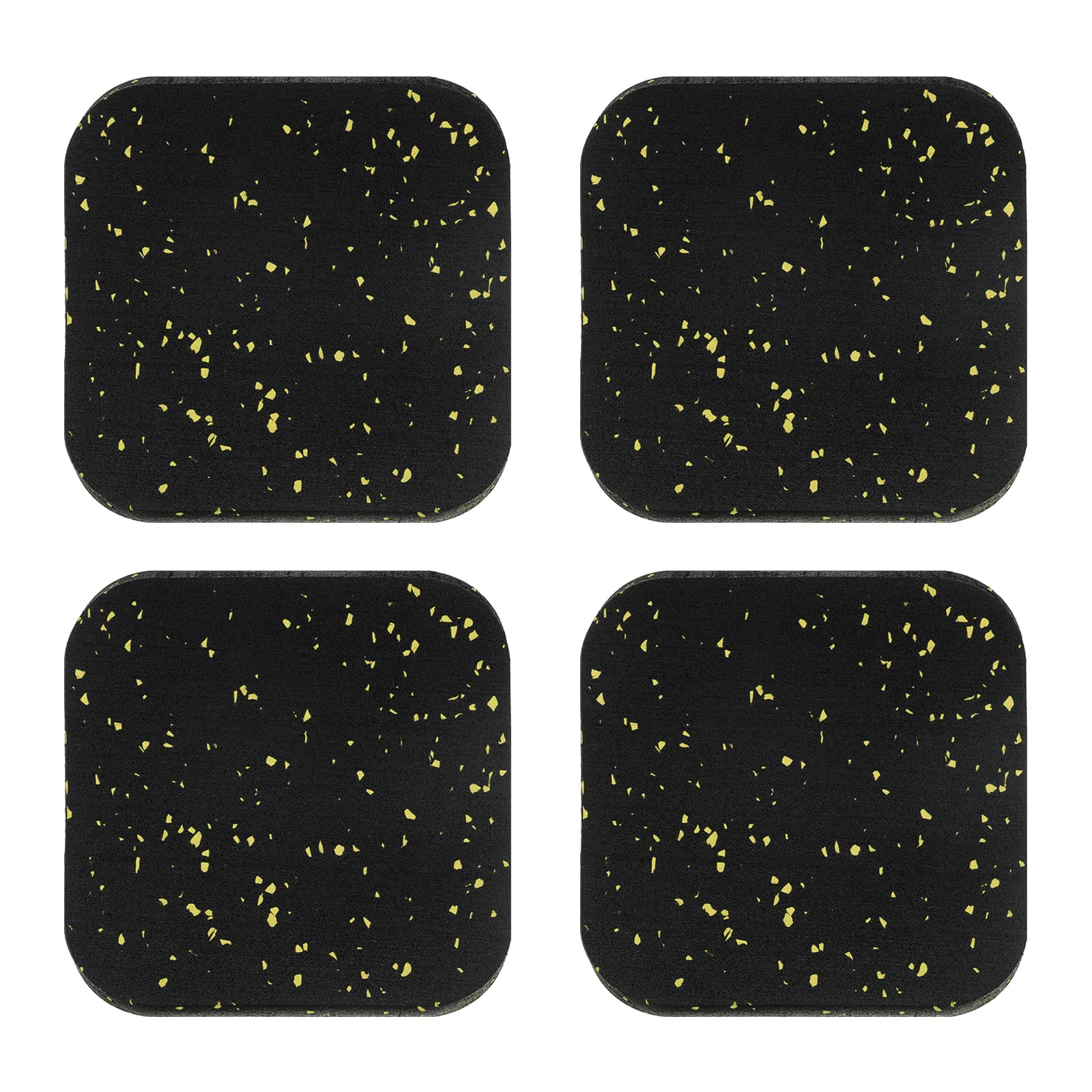PATIKIL Treadmill Mat, 4 Pcs Exercise Equipment Mat Noise Reduction for Floor Protection, Washing Machine Pads, Anti Vibration Rubber Mats for Bike, Black/Yellow