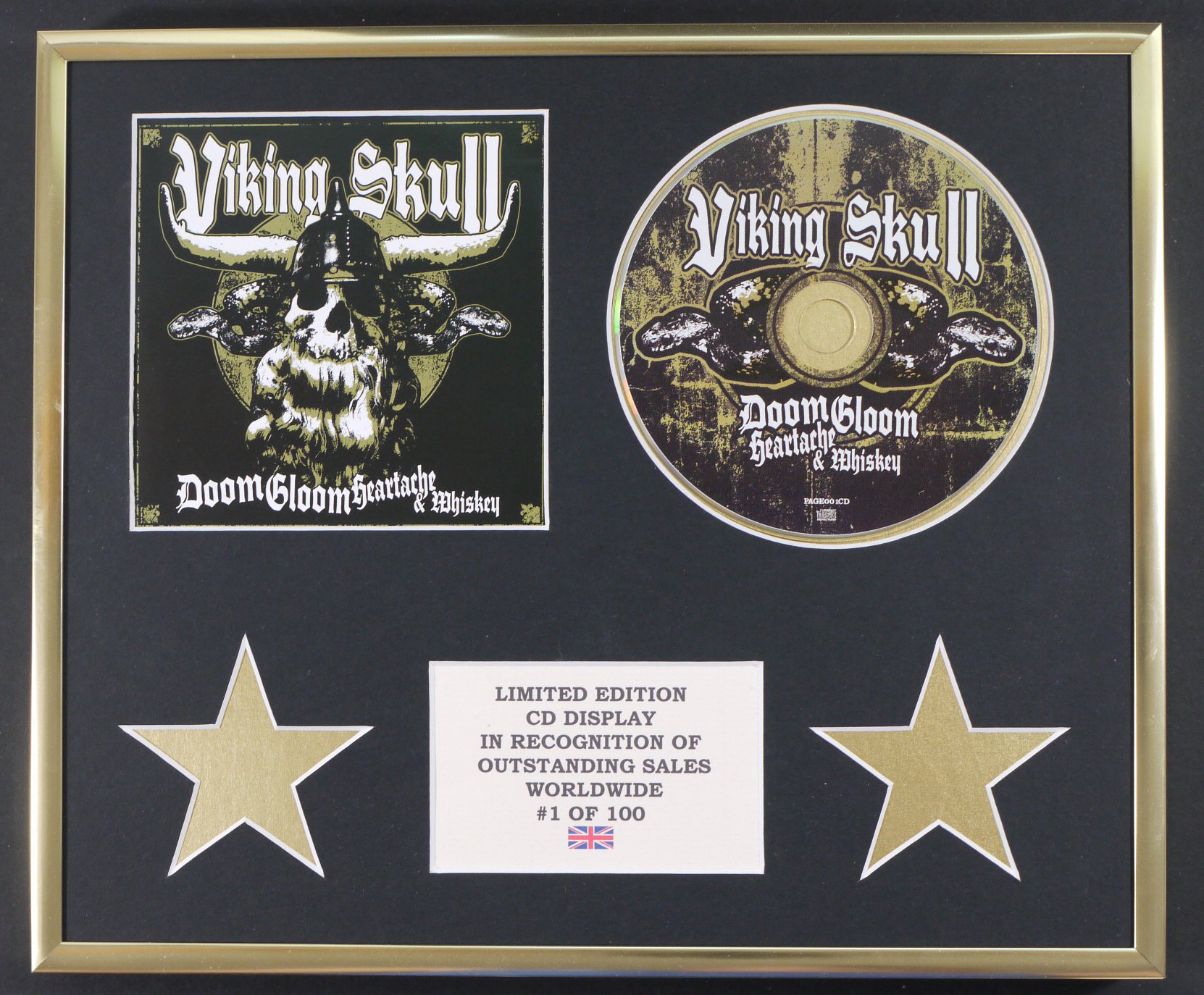 VIKING SKULL/CD DISPLAY/LIMITED EDITION/COA/DOOM GLOOM HEARTACHE & WHISKEY