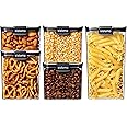 Sistema Ultra Square Tritan Airtight Pantry Storage Containers | Assorted Capacity Food Storage Solution | Stackable | Locking Clips | BPA-Free | Clear with Black Accents | 5 Count
