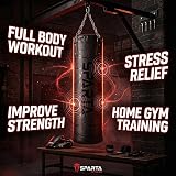 Sparta Boxing Punch Bag Set 4ft Heavy Duty Wall Bracket Gloves Kit view 6