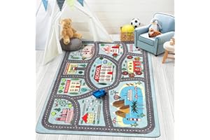 LIVEBOX Soft Kids Rug 4'x6' Carpet Play Mat for Baby Boys Girls, City Life Road Traffic Playroom Rug for Playing Cars Toys, Educational Nursery Rugs for Children Bedroom Kids Room