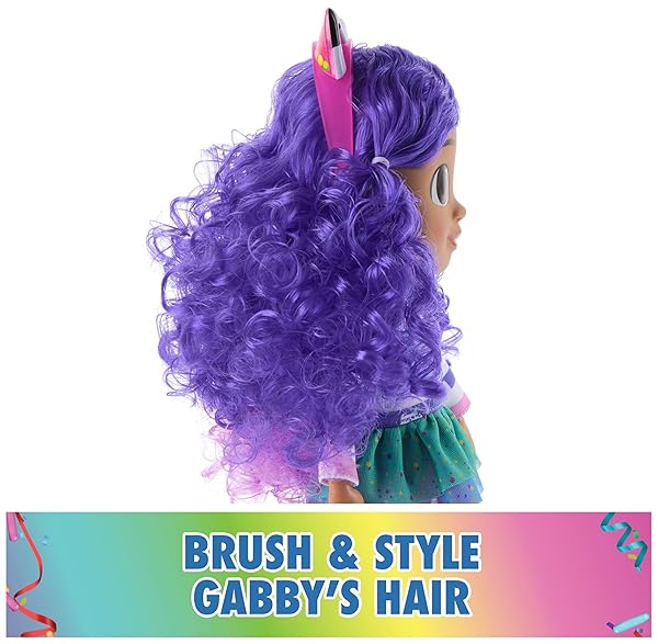 GABBY’S DOLLHOUSE DREAMWORKS, SING & CELEBRATE GABBY GIRL DOLL, 13-INCHES TALL WITH SOUND EFFECTS & REVERSIBLE CAT EARS, KIDS TOYS FOR GIRLS & BOYS AGES 3+