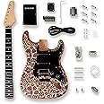 BexGears DIY ST Style Electric Guitar Kits, engraved surface natural color Mahogany Body maple neck & composite ebony fingerboard S-S-H pickup
