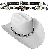 Rainbow Trimming Co. Black Western Hat Band with Silver Conchos and Adjustable Buckle