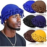 MLTUARG 6 Pack Satin Lined Turban for Men, Silky Pre-Tied Halo Wraps – Sleep Caps for Waves, Braids & Hair Care