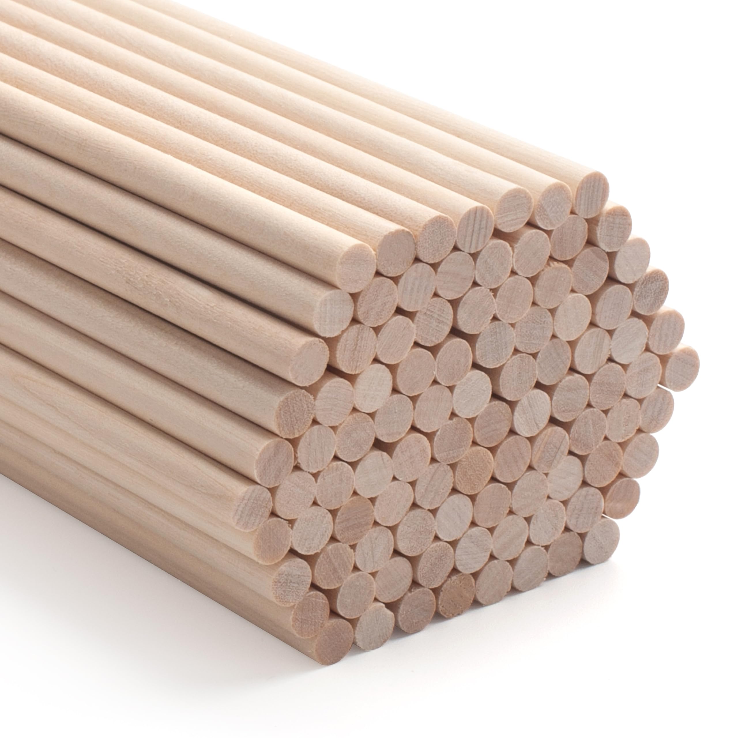 ONUPGO 100 PCS Dowel Rods - 1/4 X 6 Inch Unfinished Round Wood Dowels for Crafts, Cake, Cotton Candy Sticks