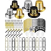 Arrowbash 72 Pcs New Years Party Supplies 2026 Eve Party Decorations Midnight Supplies Set of 24 Includes Hats, Headbands, Squawkers, Blowouts Gifts for New Year Eve Accessories