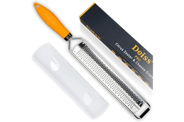 Deiss PRO Lemon Zester & Heavy Duty Cheese Grater & Vegetable Grater — Parmesan Cheese Lemon, Garlic, Nutmeg, Chocolate, Frui