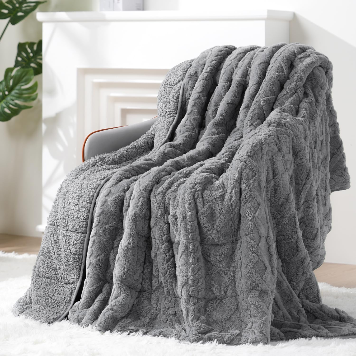 Photo 1 of Super Fuzzy Soft Sherpa Fleece Weighted Blanket, 15 lbs Dual Sided Fluffy Heavy Weighted Blankets for Adults - No Bunching with Double Layers of Soft Inner Lining (60"x 80", 15 Pounds)