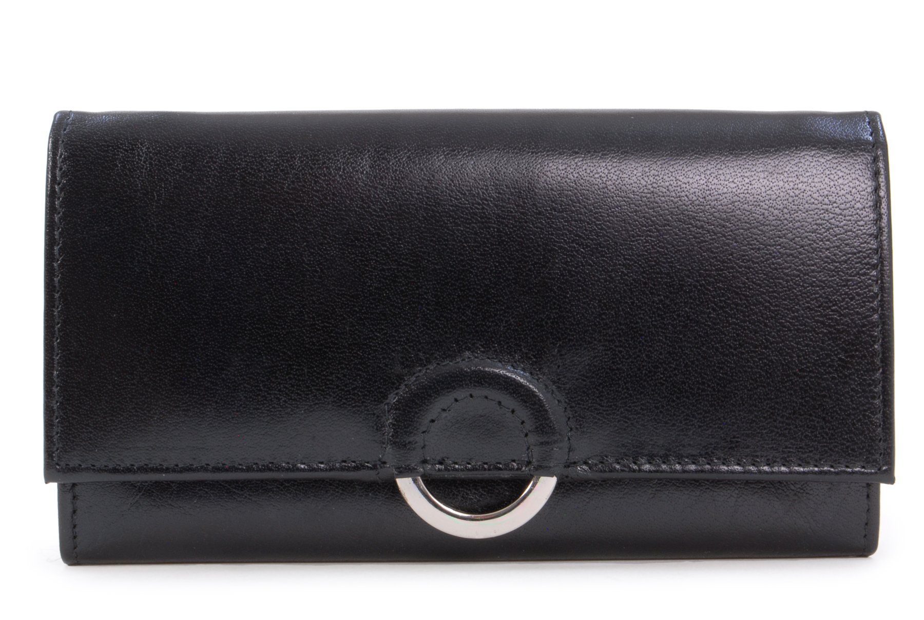 Catwalk Collection Handbags - Women's Large Leather Purse - Ladies Wallet with 8 Card Slots & Zip Coin Pocket - RFID Protection - Odette - Black