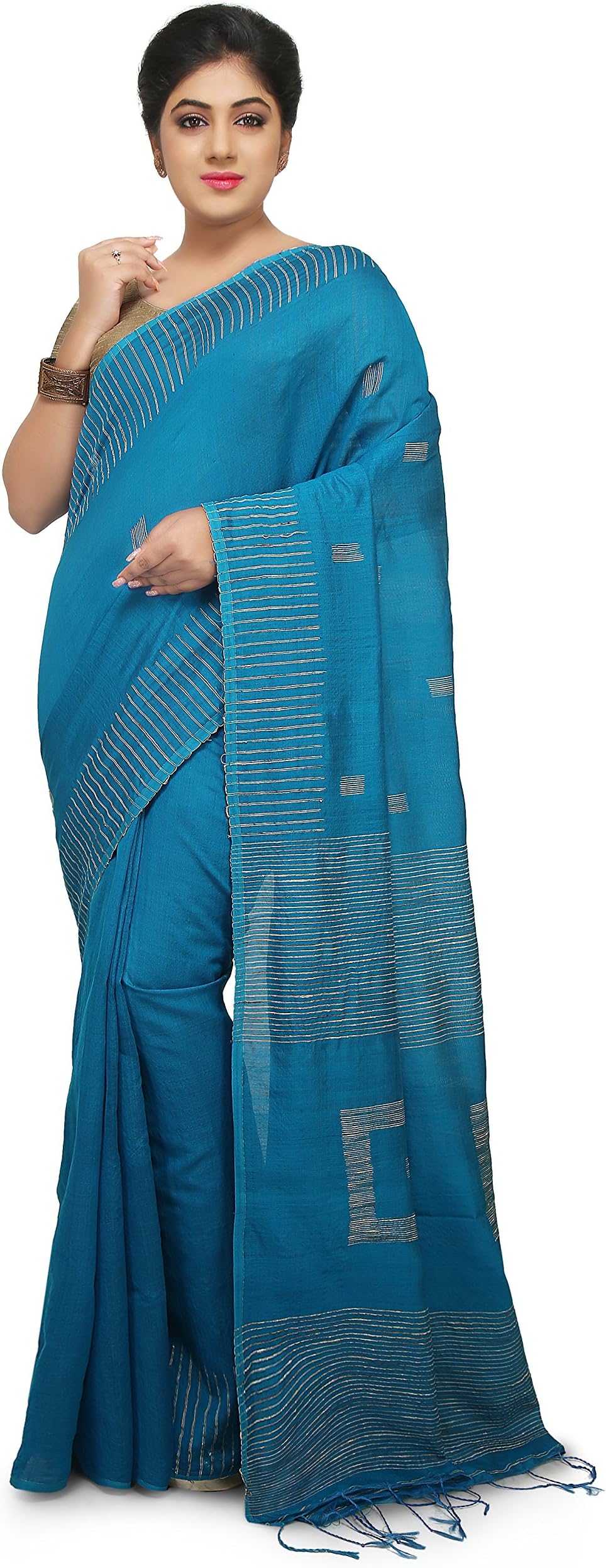 WoodenTant Women's Cotton Silk Saree With Un-stitched Blouse