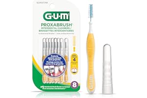 GUM Proxabrush® Reusable Interdental Cleaners, Antibacterial Bristles, Protective Travel Cap, 1514N, Yellow, Size 4, Moderate