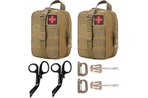 2 Pack Tactical First Aid Pouch 1000D Nylon Molle Pouch, Rip Away Medical Big Small Utility Pouch Empty for Camping Hiking In