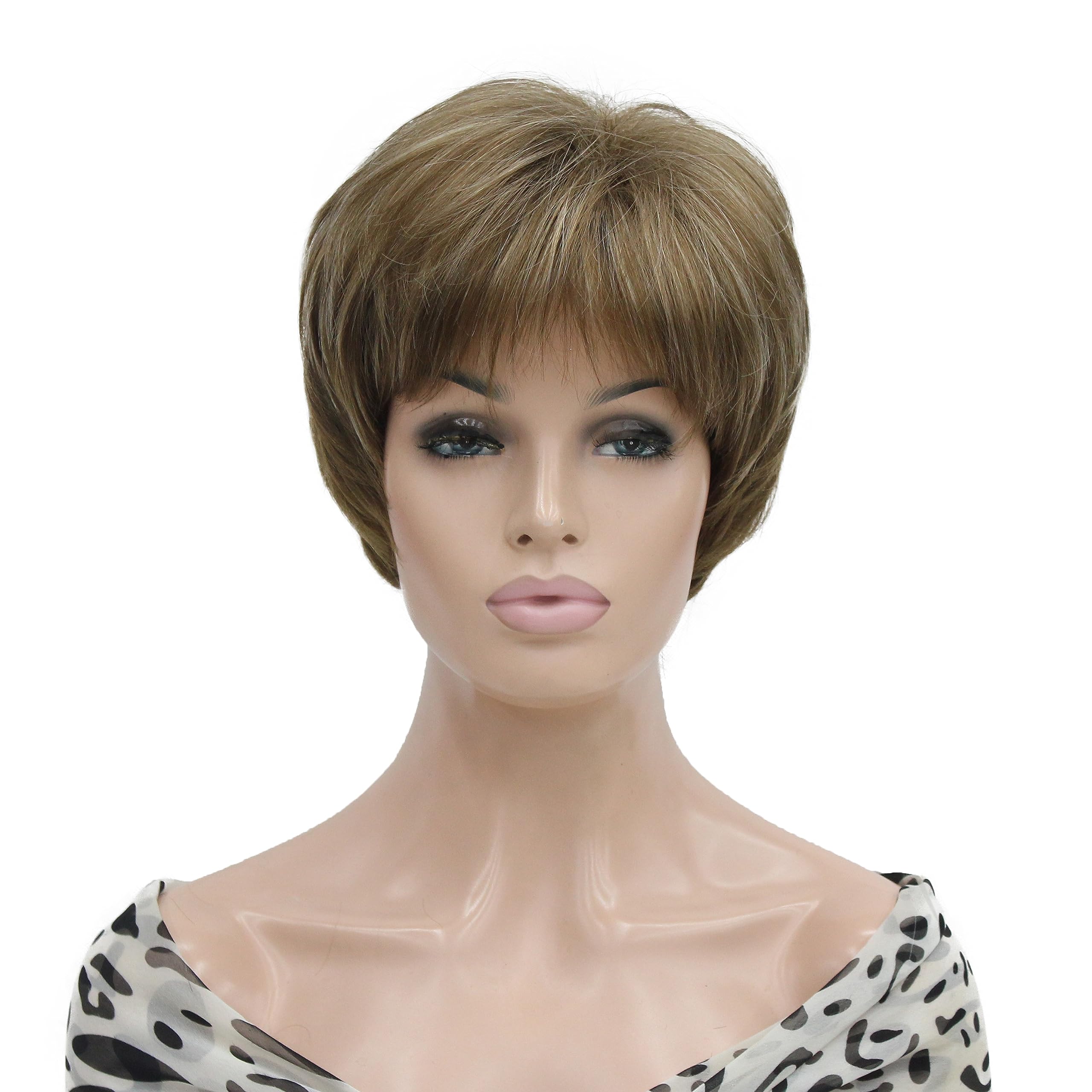 Lydell Short Layered Shaggy Full Heat Resistant Synthetic Wigs 12TT26 Brown Highlights