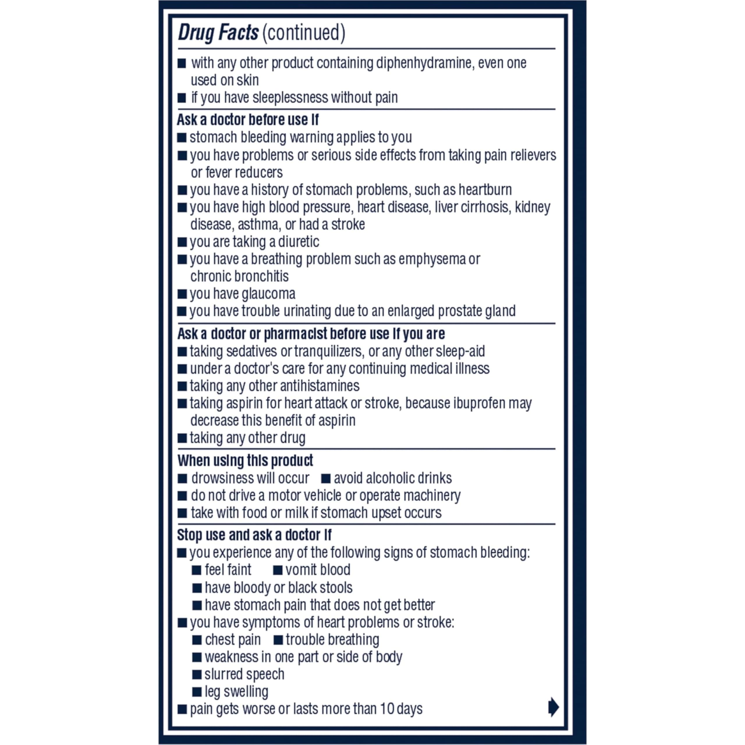 Advil PM Pain Reliever and Nighttime Sleep Aid, Ibuprofen for Pain Relief and Diphenhydramine Citrate for a Sleep Aid - 120 Coated Caplets and Pain Reliever and Fever Reducer, 10 Count Tablets