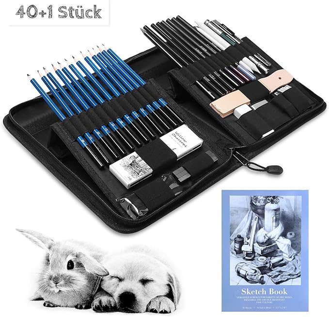 Ghb 41pcs Bleistifte Skizzierstifte Set Professional Skizzieren Zeichnen Bleistift Kit Zubehöre Für Künstler Anfänger Schüler Usw