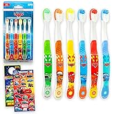 Disney Cars Toothbrush Set - Bundle with 6 Toothbrushes Featuring Lightning McQueen, Mater, Sally, More Plus Stickers | Disney Cars Oral Hygiene Kit for Kids and Toddlers