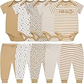 Baby Newborn Layette 10-Piece Sets Cotton Bodysuits Pants Sets for Baby Boys Girls Toddler Unisex Baby Gift Set