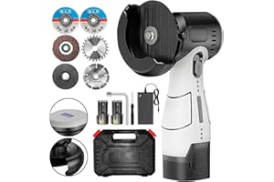 ZFULVO Brushless Cordless Angle Grinder Kit, 19500rpm Mini Electric Angle Grinding Tool with 2x16.8V 2000mAh Battery and 6-Cutting Discs, Grinder Handheld Cutter for Metal Wood