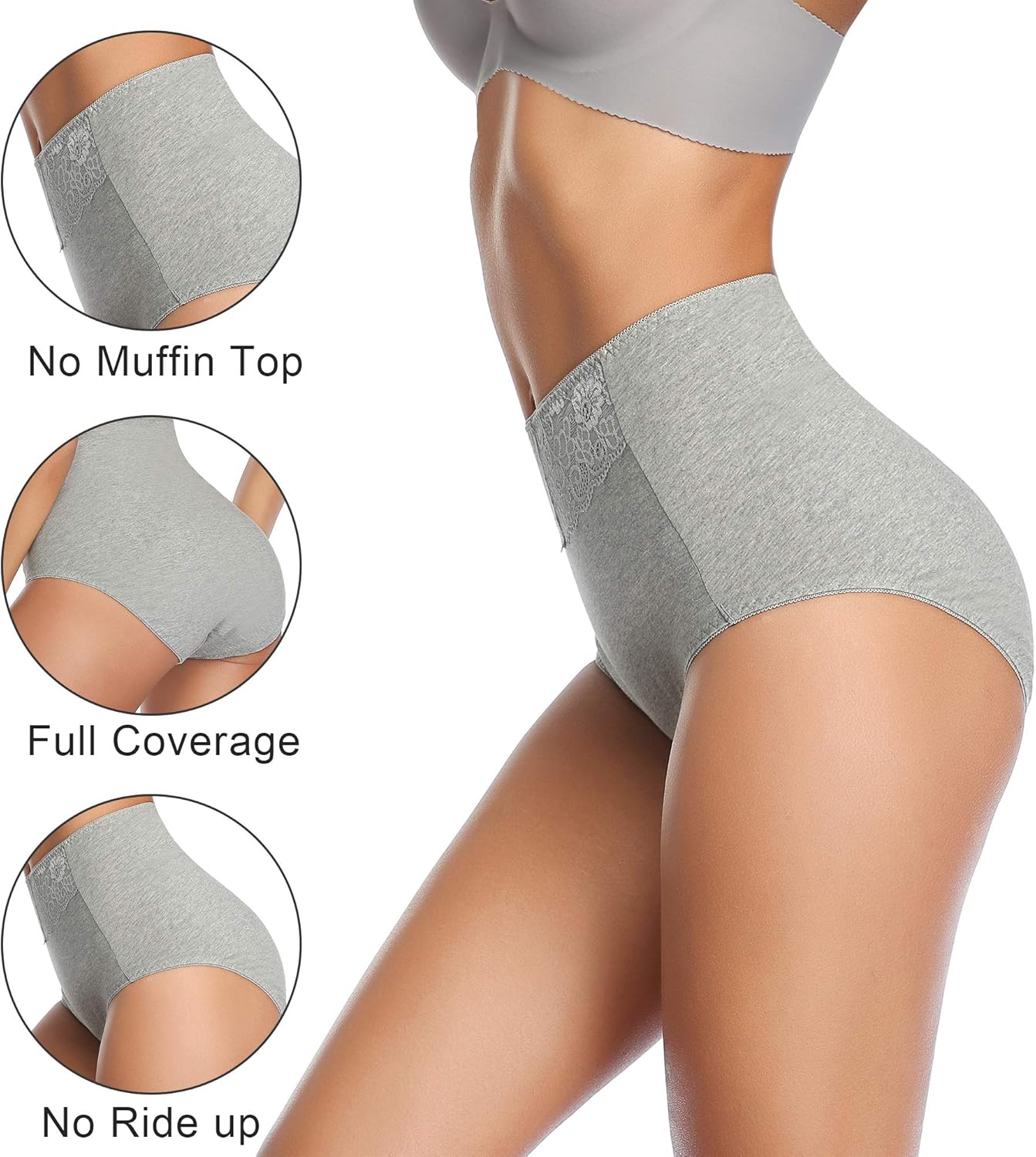 Women's High Waisted Cotton Underwear Soft Breathable Full Coverage Stretch Briefs Ladies Panties 5-Pack at  Women’s Clothing store