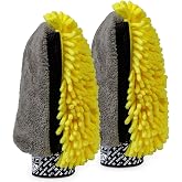 Chemical Guys, Three-Way Plush Microfiber Wash Mitt, Scratch-Free, 2 Pack | Deep pile pulls grit up and away so it never grinds against the finish; fits either hand and machine-washes clean