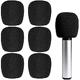 6 Pack Foam Microphone Covers, Thickened Mic Windscreen Cover, Detachable Mic Covers for Microphones, Noise Reduction Mic Cover for Most Ball Type Handheld Microphone Replacement (Black)