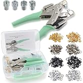 SHRJ Grommet Eyelet Pliers Kit 3/16 1/8 Multi-Size Eyelets Hole Punch Plier with 160Pcs Metal Grommets Heavy Duty Eyelet Pliers Rivet Press Tool Set for Leather Tarps Clothes Belt Crafts